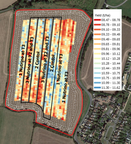 CNC23 Nutrino Pro foliar N cleaned yield map